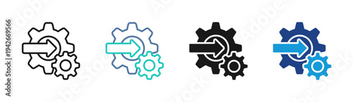 System Integration icon set multiple style collection