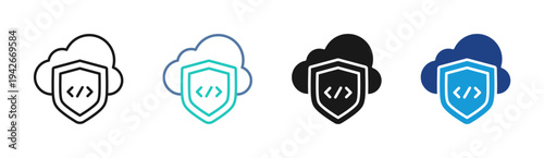 Cloud Security icon set multiple style collection