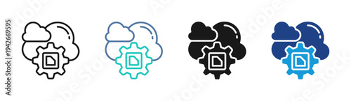 Cloud Computing icon set multiple style collection