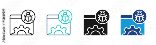 Bug Fixing icon set multiple style collection