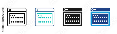 Web Coding icon set multiple style collection