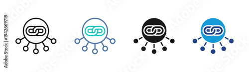 Api Integration icon set multiple style collection