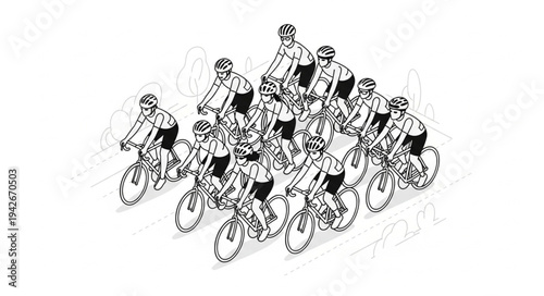 Cyclists Riding in Formation Together.