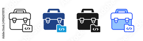Developer Toolkit icon set multiple style collection