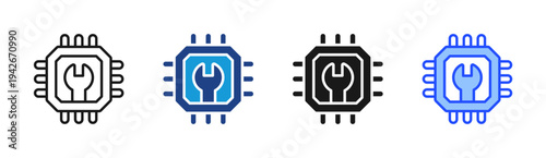 Processor Settings icon set multiple style collection