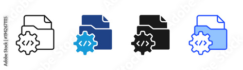 Code Repository icon set multiple style collection