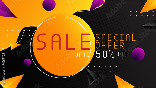 violet, purple and black sale promotion discount background, for banner, poster advertising template
