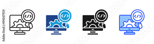 Code Analysis icon set multiple style collection