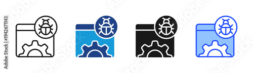 Bug Fixing icon set multiple style collection