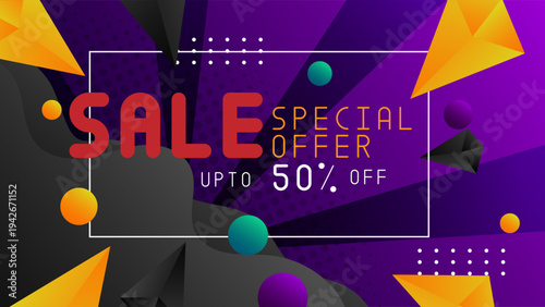 violet, purple and black sale promotion discount background, for banner, poster advertising template