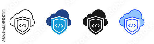 Cloud Security icon set multiple style collection