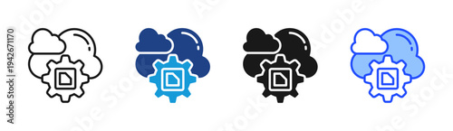 Cloud Computing icon set multiple style collection