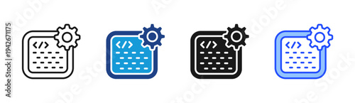 Code Configuration icon set multiple style collection