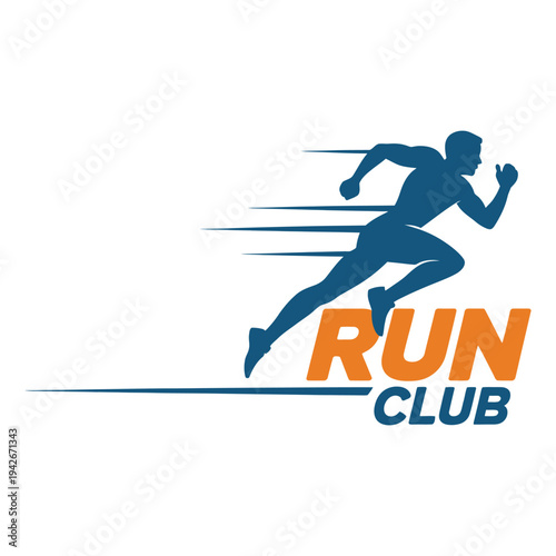 Dynamic logo for a running enthusiasts club featuring a sprinter in motion.