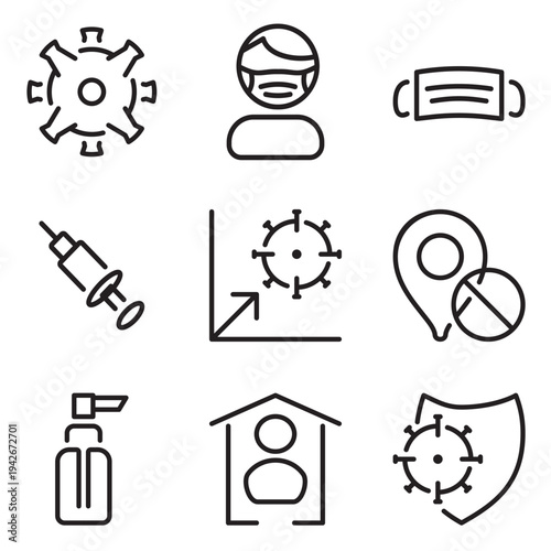 Comprehensive Healthcare and Hygiene Icon Set - Medical Line Vector Symbols