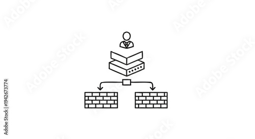 Network security concept with user and firewalls.