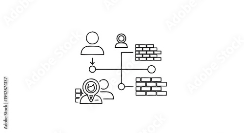Network Security Concept with People and Firewalls.