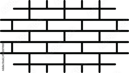 Black brick wall pattern on white background