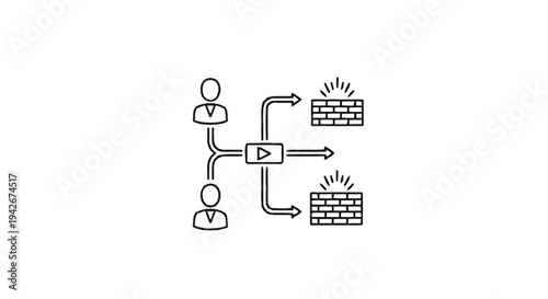 Network Security Concept with Users and Firewalls.