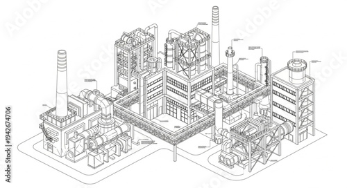 Detailed Architectural Blueprint of City Buildings.
