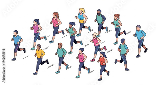 Diverse Group of Runners Exercising.