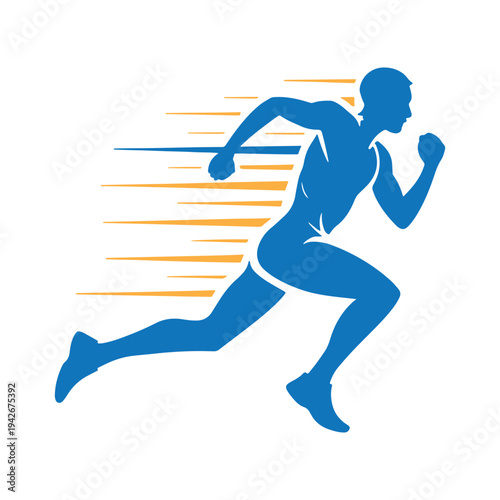 Dynamic runner with speed lines illustrating athletic motion and determination