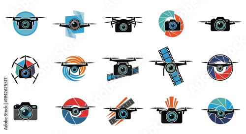 Collection of Drone and Camera Logo Designs for Modern Branding.