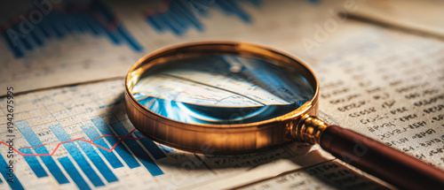 Exploring data insights with a magnifying glass over a histogram