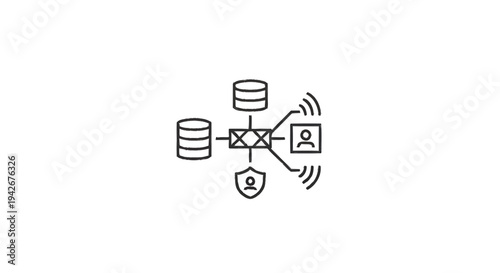 Networked Data Security and User Access Control Icon.
