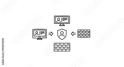 Network Security Firewall Protection Concept Illustration.