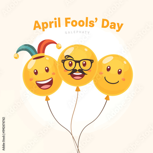 Smiling balloons on April Fools' Day with joyful faces