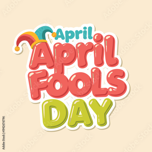 Vibrant April Fools Day greeting with playful jester hat