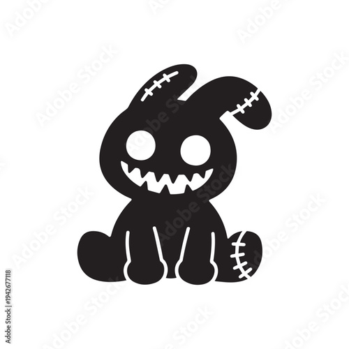 Creepy Zombie Voodoo Bunny Silhouette Vector Illustration for Halloween and Gothic Designs. 