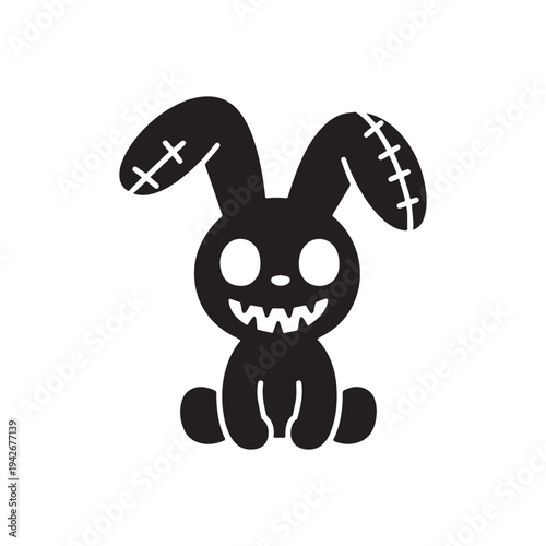 Creepy Zombie Voodoo Bunny Silhouette Vector Illustration for Halloween and Gothic Designs. 