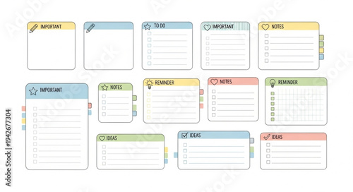 Collection of colorful weekly planner templates for organizing tasks and schedules.