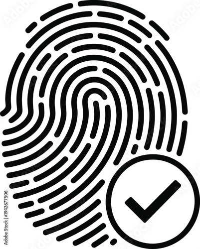 Fingerprint authentication icon with checkmark