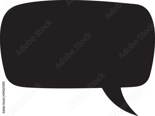 Bold Minimalist Speech Bubble - Solid Black Vector Silhouette