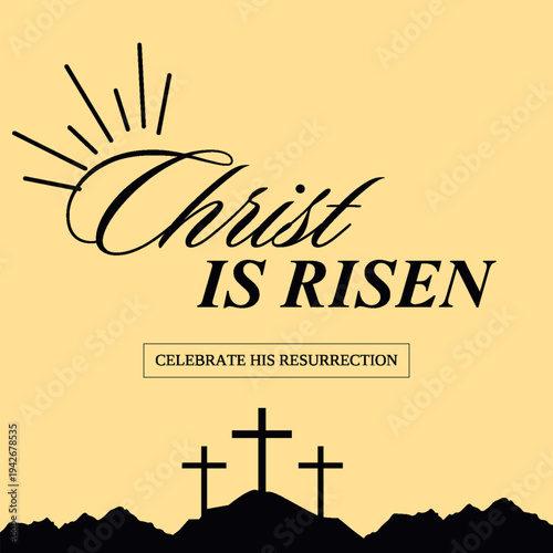 Yellow and Brown He is Risen Easter Instagram Post