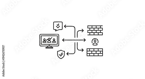 Network Security Firewall Protection System Concept.
