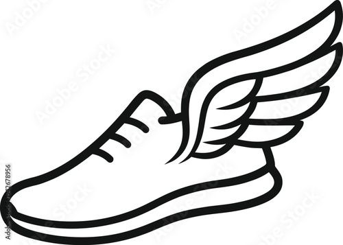 Winged Running Shoe Speed Line Icon Illustration