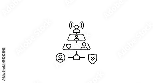 Networked Hierarchy of Connected People and Security Shields.