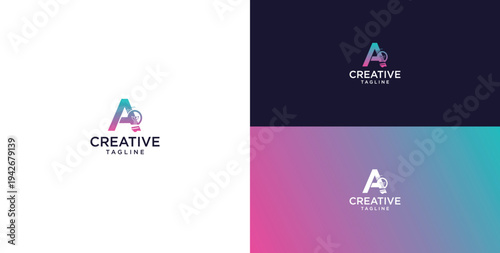 smart bulb logo icon. bulb logo technology. initial logo design A