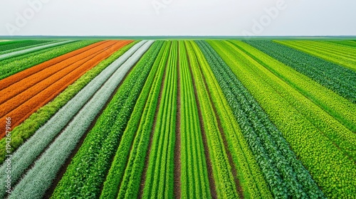 Aerial View of Vibrant Agricultural Fields: A Tapestry of Crops and Colors