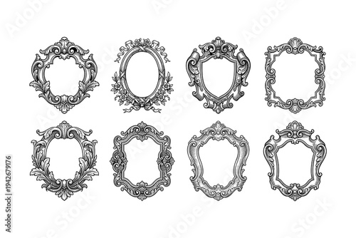 Elegant collection of vintage ornate frames in linear style