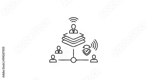 Networked People Connected to Secure Cloud Data Storage.