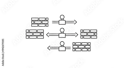 Network security concept with firewalls and data flow.