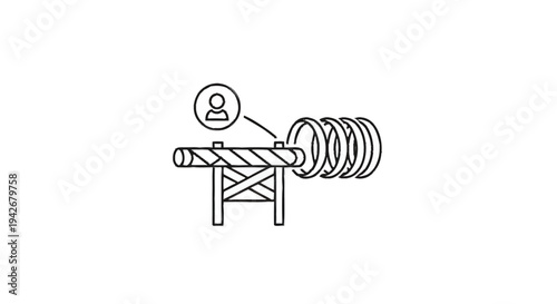 Obstacle Course for Dog Agility Training with Person Icon.