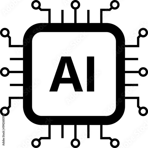 AI Processor Chip Technology Black Icon