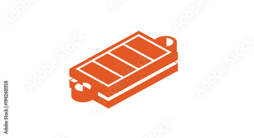 Orange battery icon with white outline on white background.