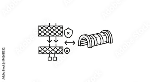 Network Security Tunneling and Data Flow Diagram.